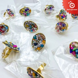 Baroque Colorful Stones Ring (12pcs)