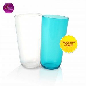 Transparent Plastic Tumbler – 2pcs (Clear & Blue)