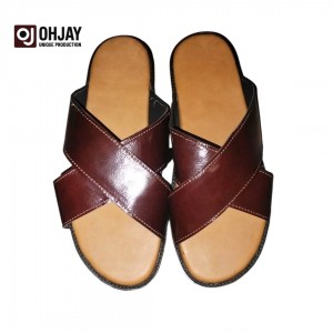 Cross-Strap Leather Slides