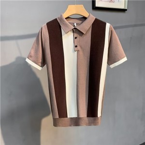 Retro Block-Stripe Knit Polo