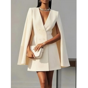 Royal Cape-Sleeve Blazer Mini Dress