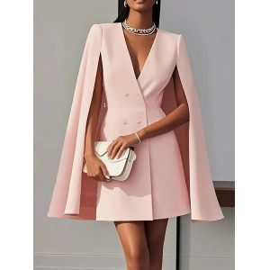 Royal Cape-Sleeve Blazer Mini Dress