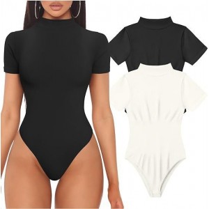 Chic High-Neck Ribbed Bodysuit