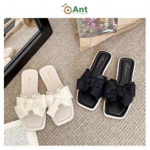 Chic Ribbon Bow Square-Toe Slides